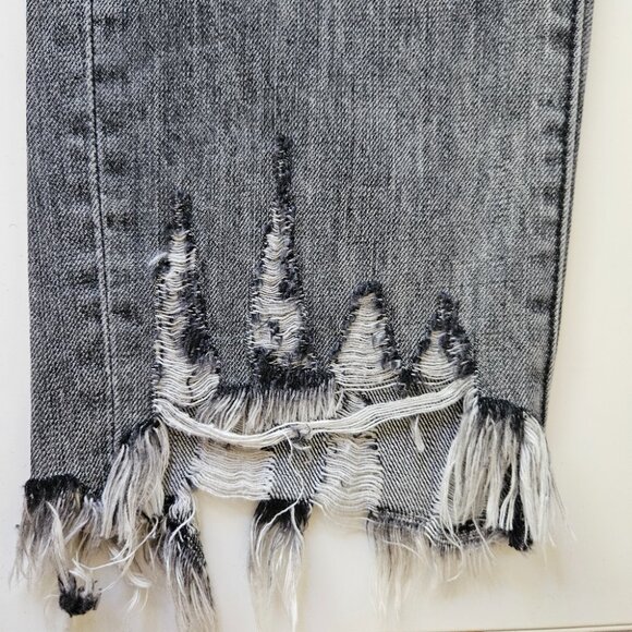 NWT ONE TEASPOON Truckers Mid Rise Straight Leg Women's 26 Opium Grey Distressed - Picture 8 of 15